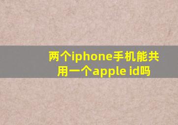 两个iphone手机能共用一个apple id吗